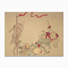 Night Parade of A Hundred Demons Kawanabe Kyosai Vintage Japanese Woodblock Print Yokai 19 Canvas Print