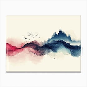 Hand Painted Lines, Abstract Ink Landscape Canvas Print