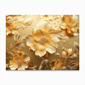 Gold Flowers Painting 2 Canvas Print