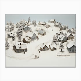 Rustic Winter Village Antique Canvas Print