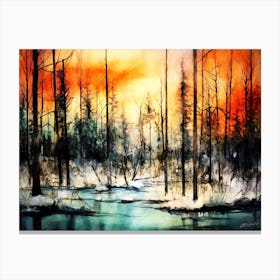 Scorched Snow - Winter Sunset Canvas Print