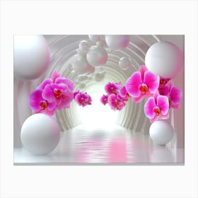 A Tunnel With Balloons And Orchids Canvas Print