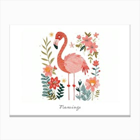 Little Floral Flamingo 3 Poster Canvas Print