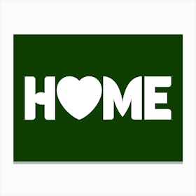 Home Word Art on Dark Green Canvas Print