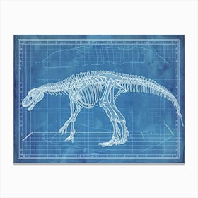 Diplodocus Skeleton Hand Drawn Blueprint 2 Canvas Print