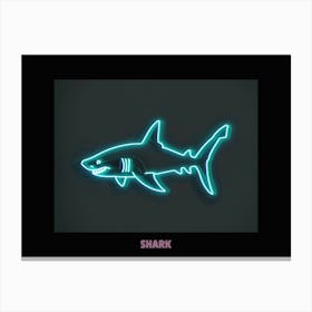 Neon Pink Sign Inspired Shark Poster 1 Canvas Print