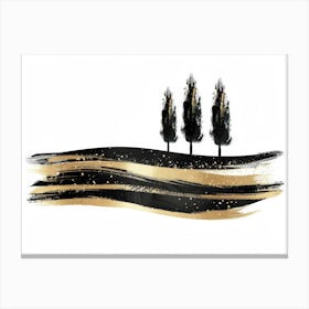 Black And Gold Trees 1 Canvas Print