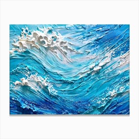 Abstract Turbulent Ocean Surface Turquoise And Blue Hues Dominating Intermingled With White Foam A Canvas Print