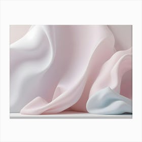 Abstract Background Featuring Flowing, Draping Fabric In Shades Of Pink, White, And Blue, Creating A Soft And Elegant Effect Canvas Print