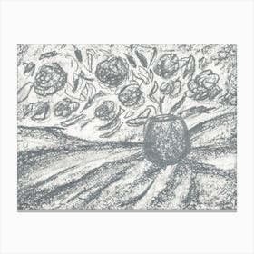 Graphite Bouquet - grey gray graphite charcoal pencil hand drawn drawing contemporary monochrome Canvas Print