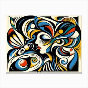 Dynamic & Colourful Abstract Portrait with Butterfly I Canvas Print