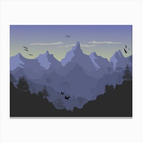 Mountain Landscape In The Evening Canvas Print