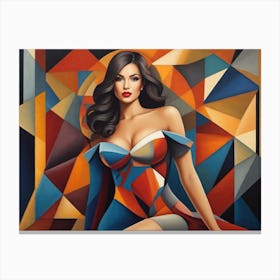 Woman In A Geometric Dress Canvas Print