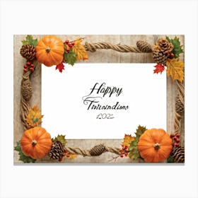 An Ornate Acorn Calligraphy Centerpiece With Woven Decorative Lettering Bearing The Words Happy Th (1) 2 Canvas Print