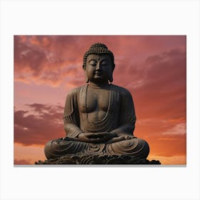 Buddha Statue At Sunset Canvas Print