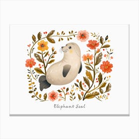 Little Floral Elephant Seal 3 Poster Canvas Print