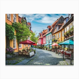 Colorful Street In Copenhagen Canvas Print