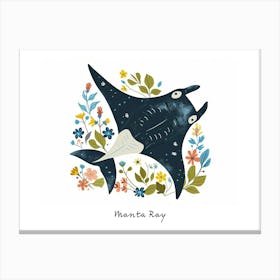 Little Floral Manta Ray Poster Canvas Print