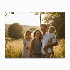 Family Portrait In The Countryside With Daylight Hoisting An Image Of A Seemingly Jovial Young Lad I Toile