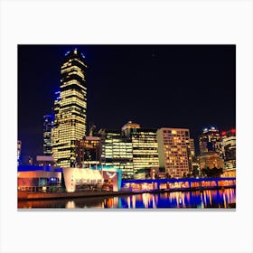 Melbourne Skyline At Night Canvas Print