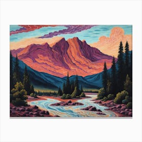 Sunset At The Mountains Canvas Print