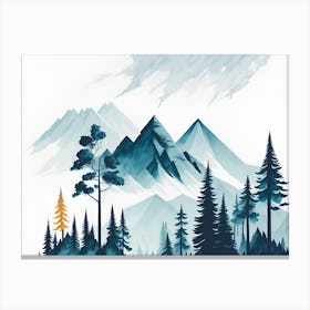 Mountain And Forest In Minimalist Watercolor Horizontal Composition 371 Canvas Print