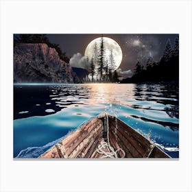 Full Moon Over The Lake Canvas Print