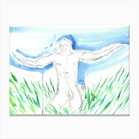 Poster Print Giclee Wall Art Adult Mature Explicit Homoerotic Erotic Man Male Nude Gay Art Drawing Artwork 007 Canvas Print
