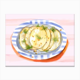 A Plate Of Fennel, Top View Food Illustration, Landscape 3 Canvas Print