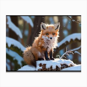 Red Fox In The Snow Canvas Print