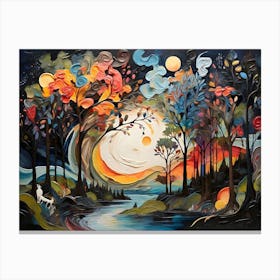 Sunset In The Forest Canvas Print