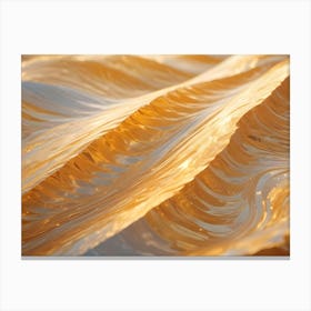 Abstract Background With A Wavy, Flowing Pattern In Shades Of Gold And Brown, Resembling A Liquid Or Metallic Surface Canvas Print