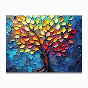 Vibrant 3d Tree with Colorful Leaves Canvas Print