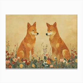 Floral Animal Illustration Dingo 2 Canvas Print