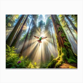 Nature Whispers Of The Redwoods In A Mist Shrou Canvas Print