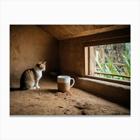 Cat In A Hut Canvas Print