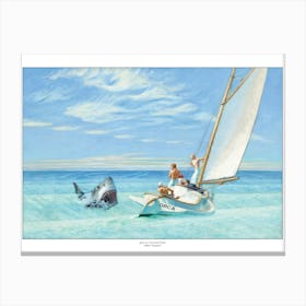 Jaws In A Ground Swell - Edward Hopper Parody Canvas Print