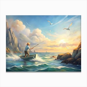 Fishing On The Ocean Canvas Print