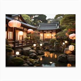 Japanese Garden Paintings Art Print Canvas Print