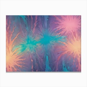 Abstract Image Of Colorful Paint Splatters In Shades Of Pink, Blue, Teal, And Orange, Creating A Vibrant And Dynamic Effect Canvas Print