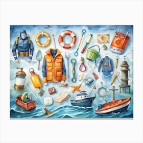 Life Jackets And Other Items Canvas Print