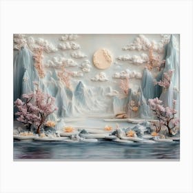 3d Floating Islands and Ethereal Flora Canvas Print