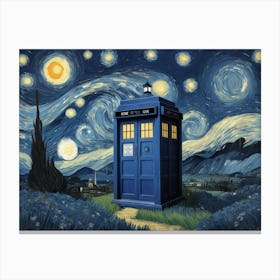 Tardis On Starry Nighy Vam Gogh Nature 1 Canvas Print