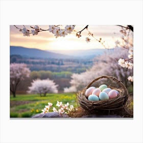 Easter Celebration Enveloped In Spiritual Gratitude Resonating With A Serene Ambiance Pastel Color 2 1 Toile