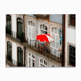 The Balcony Life In Summer Porto Portugal Canvas Print