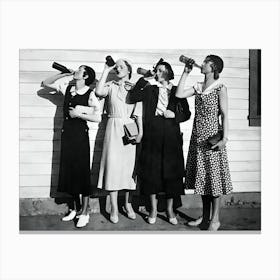 Group Of Women Drinking Soda Canvas Print