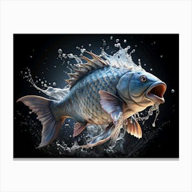 Fish Leaping From Water With A Splash Canvas Print