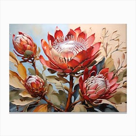 Colorful Vintage  Proteas Canvas Print