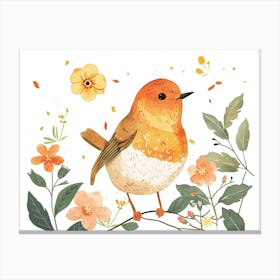 Little Floral Robin 2 Canvas Print