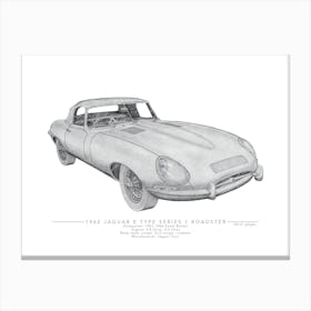 Jaguar E type Series 1 Roadster Pencil Illustration 1 Canvas Print